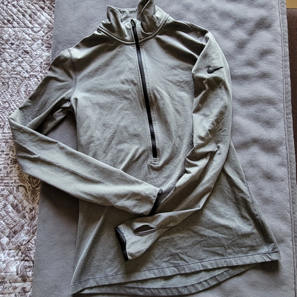 nike pro dri fit gray grey thermal zip up - Picture 1 of 6